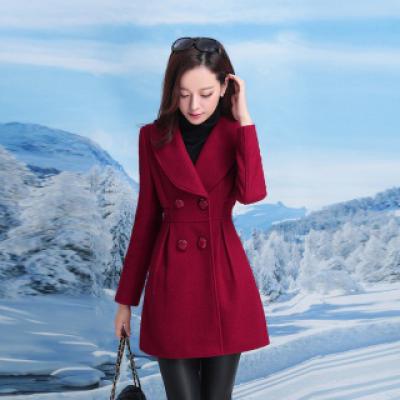 秋冬新款韩版品牌女装呢大衣百搭淑女中长款毛呢外套