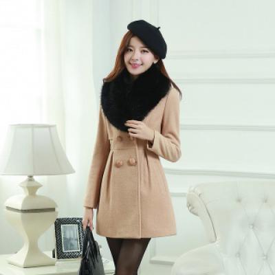 秋冬新款韩版品牌女装呢大衣百搭淑女中长款毛呢外套