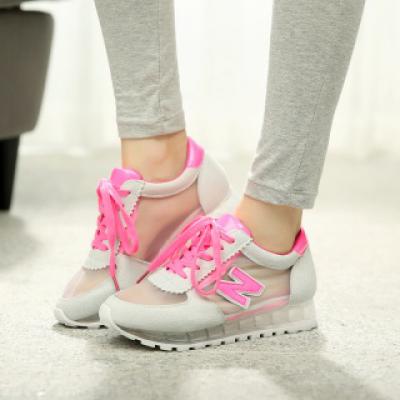 韩版N字鞋透气网纱运动鞋女 真皮休闲旅游鞋韩国阿甘鞋舒适凉鞋潮