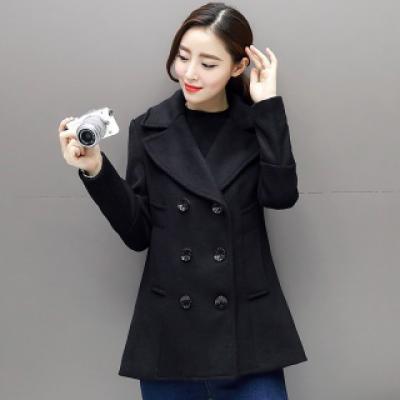 毛呢外套女装秋冬新款韩版灰色修身中长款羊毛呢小香风大衣