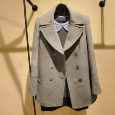 毛呢外套女装秋冬新款韩版灰色修身中长款羊毛呢小香风大衣