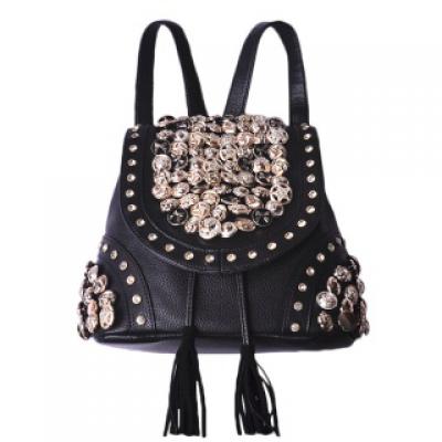 新品热销pu印花柳钉双背学生书包 学院风韩版美女潮流休闲双肩包