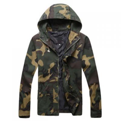 韩国街拍秋装新品日系迷彩连帽卫衣男