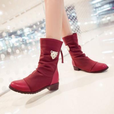 秋冬新款女单靴欧美英伦金属配件品牌骑士靴新潮款