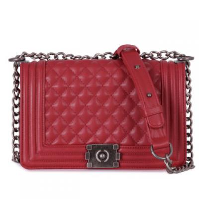 小香风菱格链条包牛皮包包新款真皮女包单肩斜跨小包女包