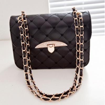 小香风菱格链条包牛皮包包新款真皮女包单肩斜跨小包女包