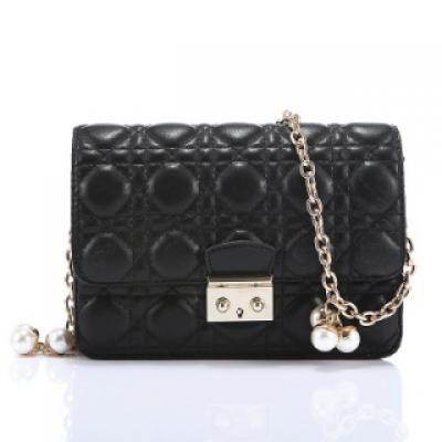 时尚进口野山羊皮女包单肩链条菱格小包