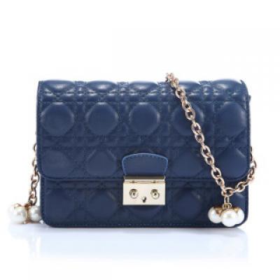 时尚进口野山羊皮女包单肩链条菱格小包