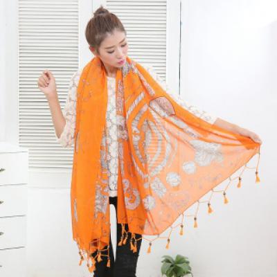 韩版石刻龙马图围巾 巴厘纱大披肩冬天保暖围巾