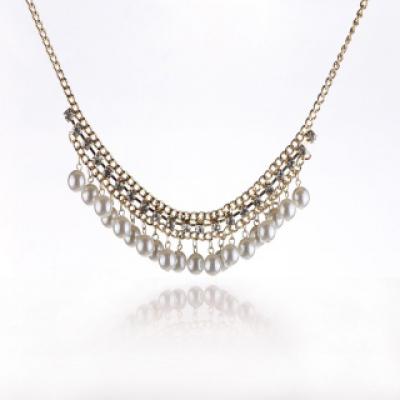 韩版宝石项链韩国女短款锁骨链装饰品配饰欧美夸张单排钻珍珠项链