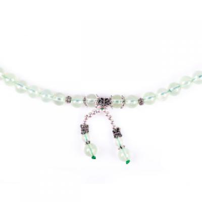 正品 天然水晶 通透葡萄石绿玛瑙925纯银配饰多圈手链 女包邮