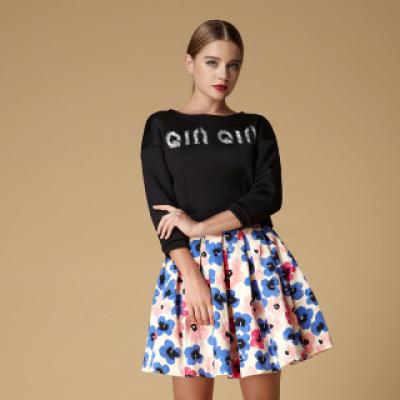 秋冬新款女装 7分袖字母套装 时尚套裙女